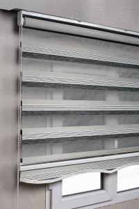 A Plus Çizgili Çift Renk Siyah-Gri Zebra Stor Ev Ofis Perdesi