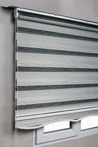 A Plus Çizgili Çift Renk Siyah-Gri Zebra Stor Ev Ofis Perdesi