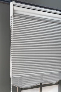 Çift Mekanizmalı Gri Jaluzi Görünümlü Tül Ve Stor Perde