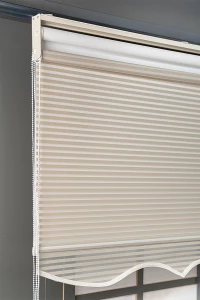 Çift Mekanizmalı Kum Beji Jaluzi Görünümlü Tül Ve Stor Perde
