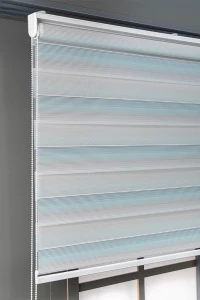 Turkuaz Mikro Pileli Zebra Stor Perde