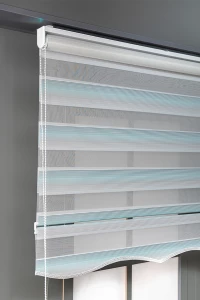 Turkuaz Mikro Pileli Zebra Stor Perde